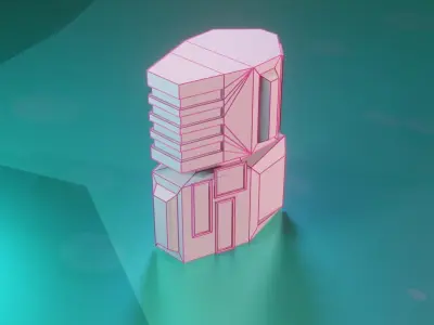 Modular Stylized Cyberpunk Building 4 Low-poly 3D model