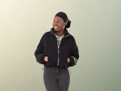 Serina 11194 - Black Girl Jacket Standing Street Style Low-poly 3D model
