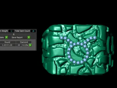 Diamond Taurus Horoscope Zodiac Nugget Ring  3D print model