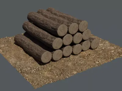 Wooden Logs Low-poly 3D model