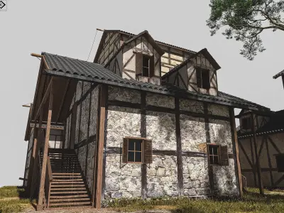 Middle Age House Low-poly 3D model