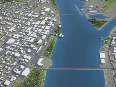 Moline - 3D City Model Low-poly 3D model