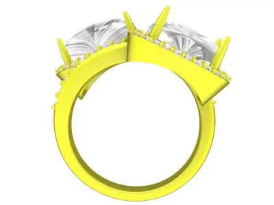 Luxury Two Stone Oval Halo Statement Ring 7060 3D print model