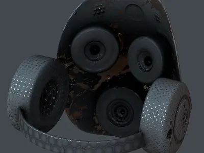 Gas mask helmet 3d model scifi Low-poly Low-poly 3D model 10