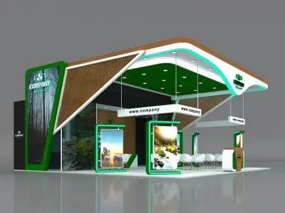 Booth Exhibition Stand Stall 10x10m Height 500 cm 3 Side Open 3D model