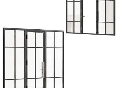  A set of metal windows and doors 3D model