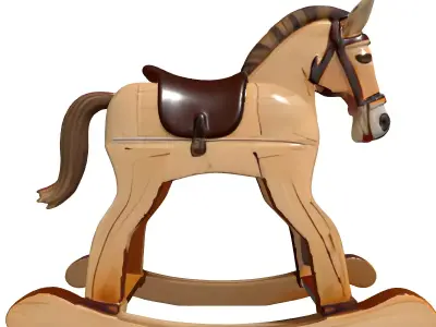 Vintage Wooden Rocking Horse Toy Low-poly 3D model