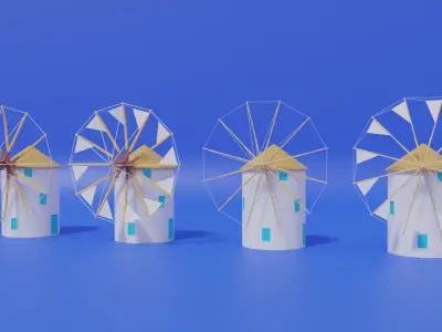 Cartoon Greek Windmill Collection 3D model