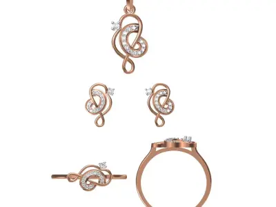 Light wt Ring Earrings Pendant set stl jcd 1-render details  3D print model buy