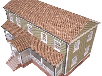 House 3 two story with porch Low-poly 3D model