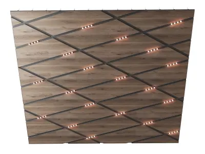 Wooden suspended ceiling with lighting 50 3D model