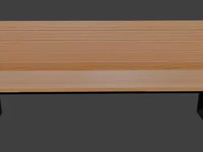 Wooden Park Bench 3D Model 3D model