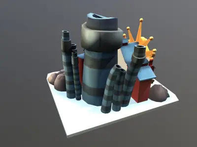Stylized Coal Mine Low-poly 3D model