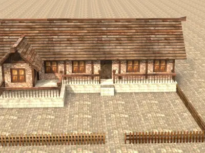 Modular fantasy medieval building Low-poly 3D model