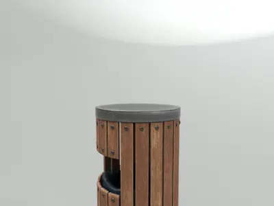 Modern Timber Street bin Vol 09 Game Ready PBR Low-poly 3Dmodel Low-poly 3D model