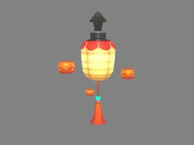 Cartoon Lantern character Low-poly 3D model