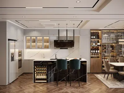 PENTHOUSE modern kitchen with wood floors 3D model