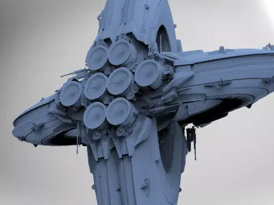 Floating Angel monolith Sci-fi Space funnels City 3D model