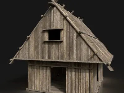 Next Gen AAA Simple Thatched Hut Cottage House Cabin Wooden Low-poly 3D model