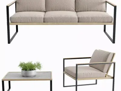 Outdoor Qubik custom furnitures set 3D model