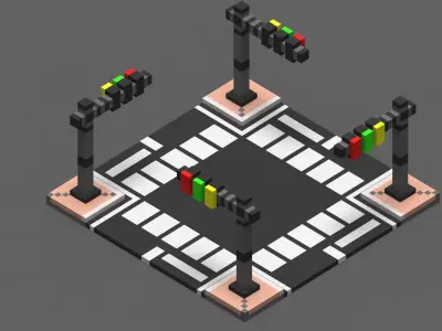 Road Voxel - 4 Low-poly 3D model