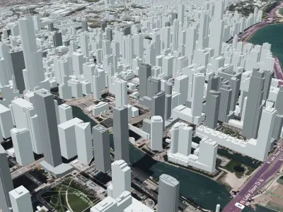 3D City Model of Chicago with roof details 3D model