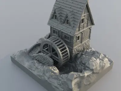 Watermill House Tabletop Terrain 28 mm 3D print model