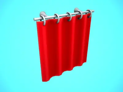 WINDOW CURTAIN DIFFERENT TEXTURES CARTOON STYLIZED Low-poly 3D model