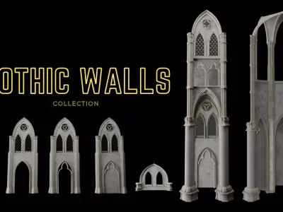 Gothic Modular Walls 3D model