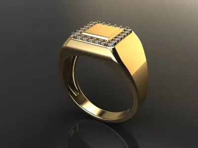 Square Signet Ring Rounded Shank Mix Sizes 3D print model