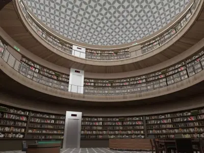 Public Library Interior Low-poly 3D model