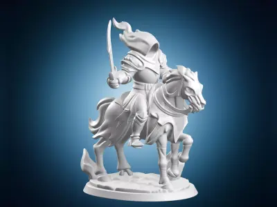 Mounted Knight Fantasy RPG Miniature On Base With Sword 3D print model
