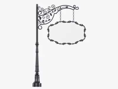 Forged column with hanging board 06 3D model