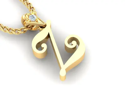 Light Gold Fancy Font Pendant Z 3D print model