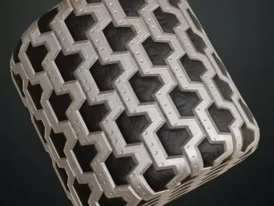 White Black Sci-fi Wall PBR Seamless Texture