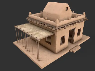 Old Egypt Desert Clay House Collection Low-poly 3D model
