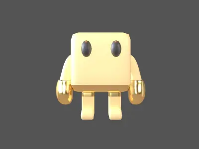 Cube Character 00004 Boxer Gold Low-poly 3D model