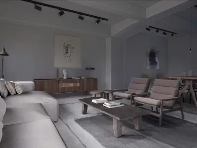 UE4 Realism Vintage Style Living Room DAY Scene in UE4 3D model