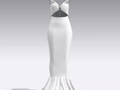 fish tail skirt dress and heart elastic window neckline Low-poly 3D model