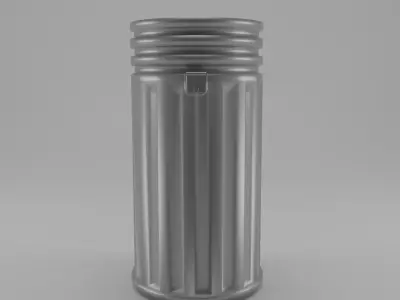 Bin silver low polly model Low-poly 3D model