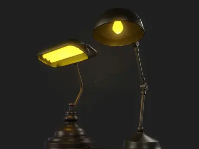 Vintage Desk Lamp Low-poly 3D model purchase