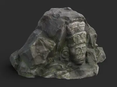 Rock Maya 1003 - Grey Jagged Stone Low-poly 3D model