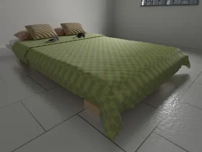 Bed pillow and sleeping glasses 3D model