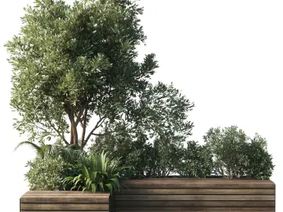 Urban Environment Urban Furniture Green Benches 3D model