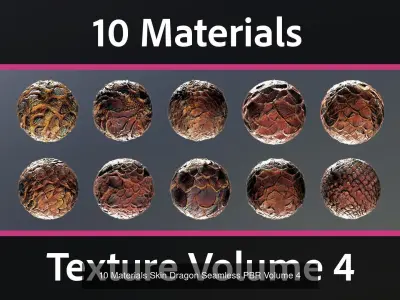30 Materials Skin Dragon Seamless PBR Bundle 2 Texture