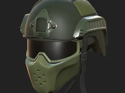 Helmet mask millitary combat soldier armor scifi  Low-poly 3D model