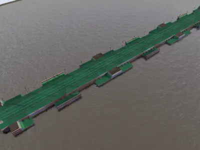 Floating bridge canal 3d model Low-poly 3D model