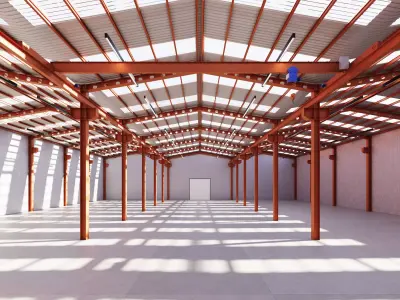 Industrial buildin with interior 2 3D model
