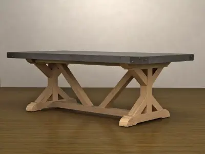 Salvaged Wood and Concrete X-Base 3D model