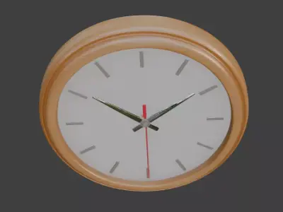 Wooden Wall Clock Clean 3D Model 3D model